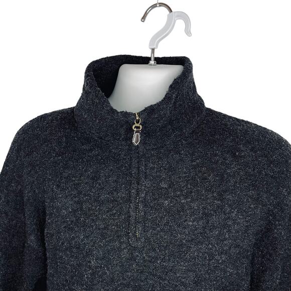 Northern Isles Merino Wool Sweater Men's Medium Quarter Zip Black Stretch - Picture 3 of 6